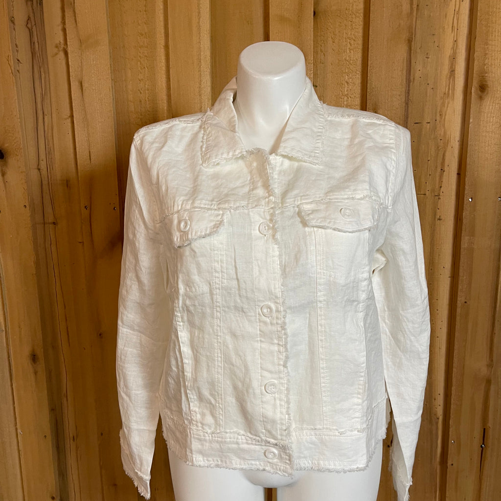 Tommy Bahama Two Palms Raw Edge Linen Jacket- White