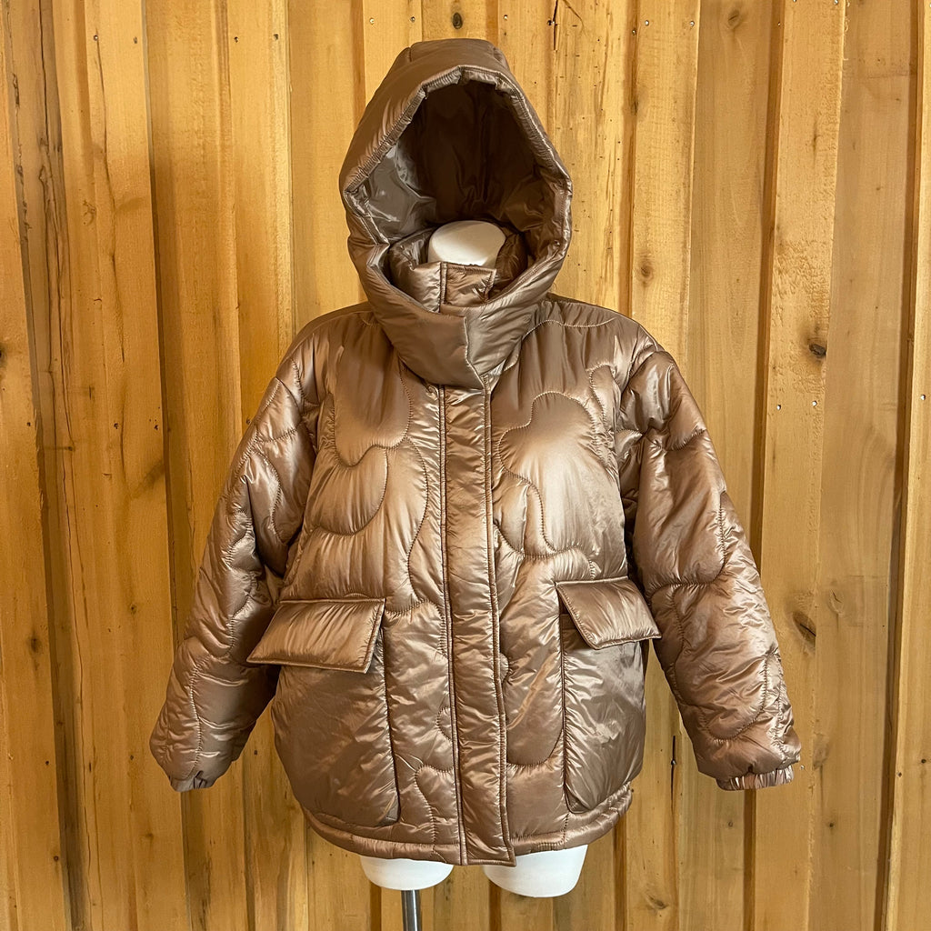 Wynne Collection Plus Size Women’s Quilted Puffer Coat with Detachable Hood (Size 1X)