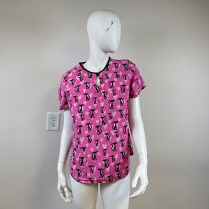 French Kitty Print Uniform/Scrub Top