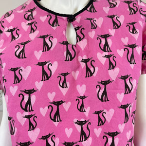 French Kitty Print Uniform/Scrub Top