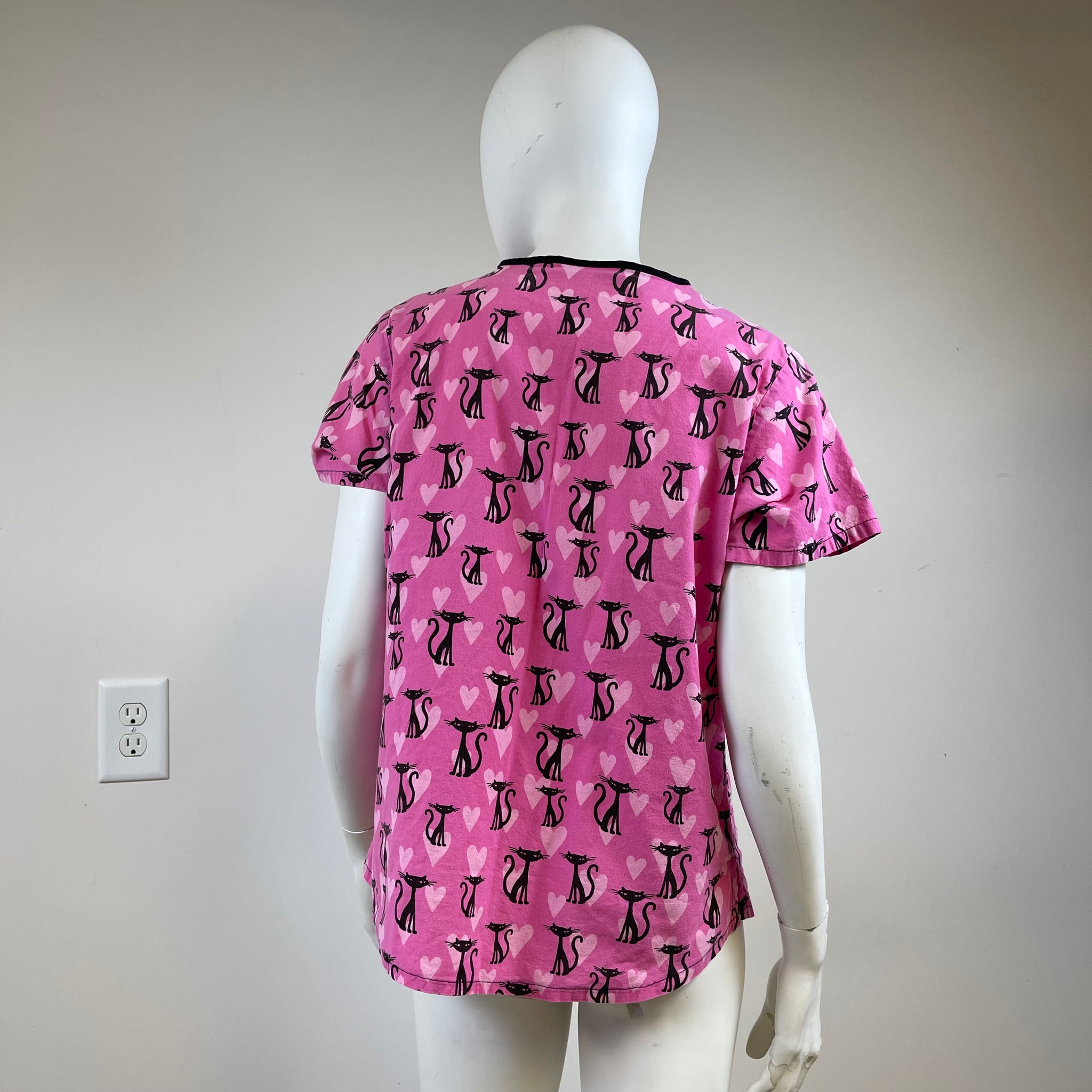 French Kitty Print Uniform/Scrub Top