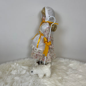 Vintage Mary Had A Little Lamb Musical Porcelain Doll