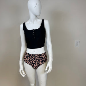 2 Piece Bathing Suit with Leopard Print Bottoms