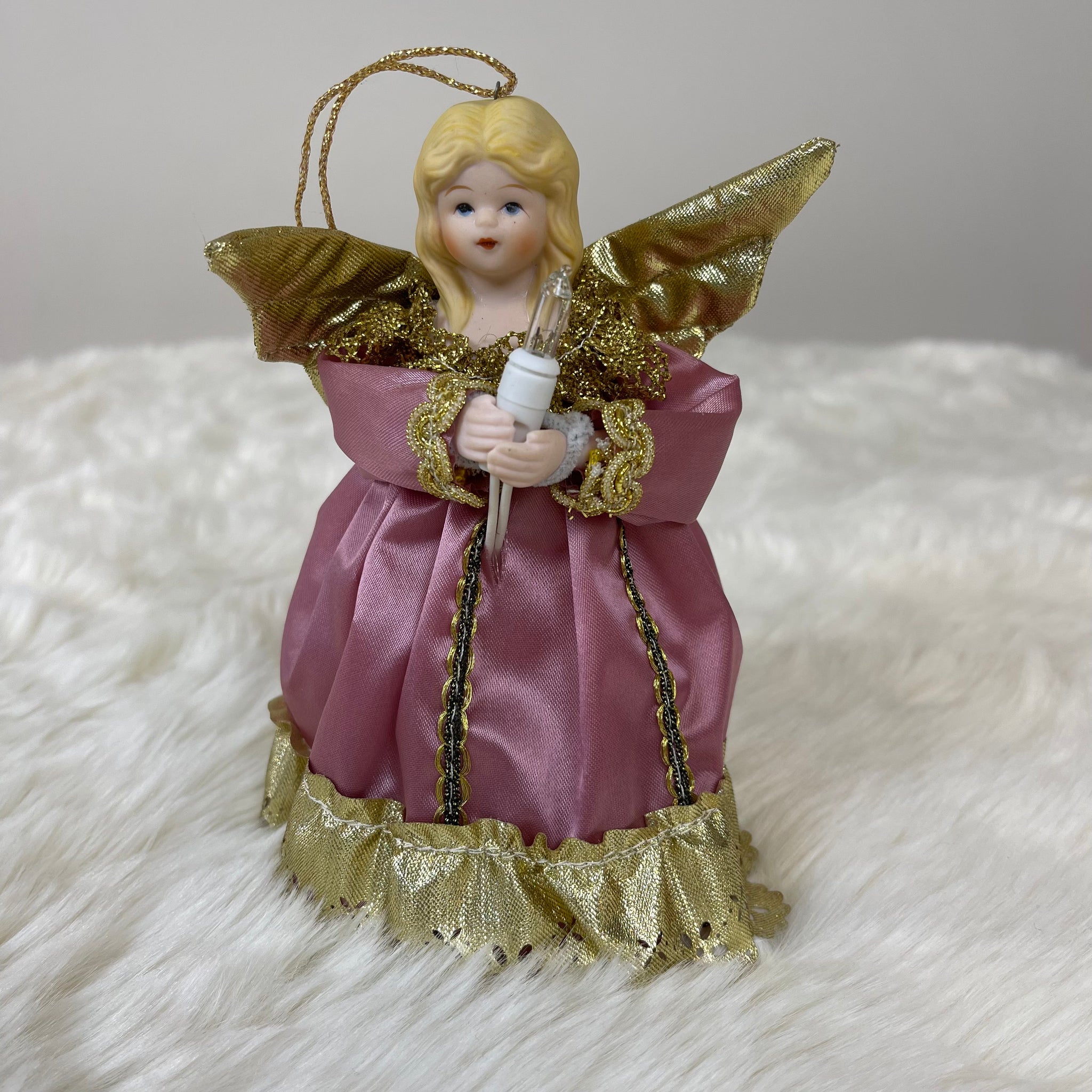 Peppermint Forest Vintage Angel Lighted Christmas Tree Topper