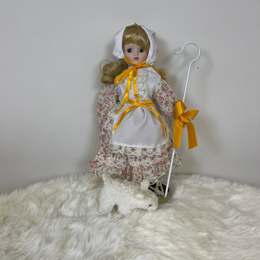 Vintage Mary Had A Little Lamb Musical Porcelain Doll