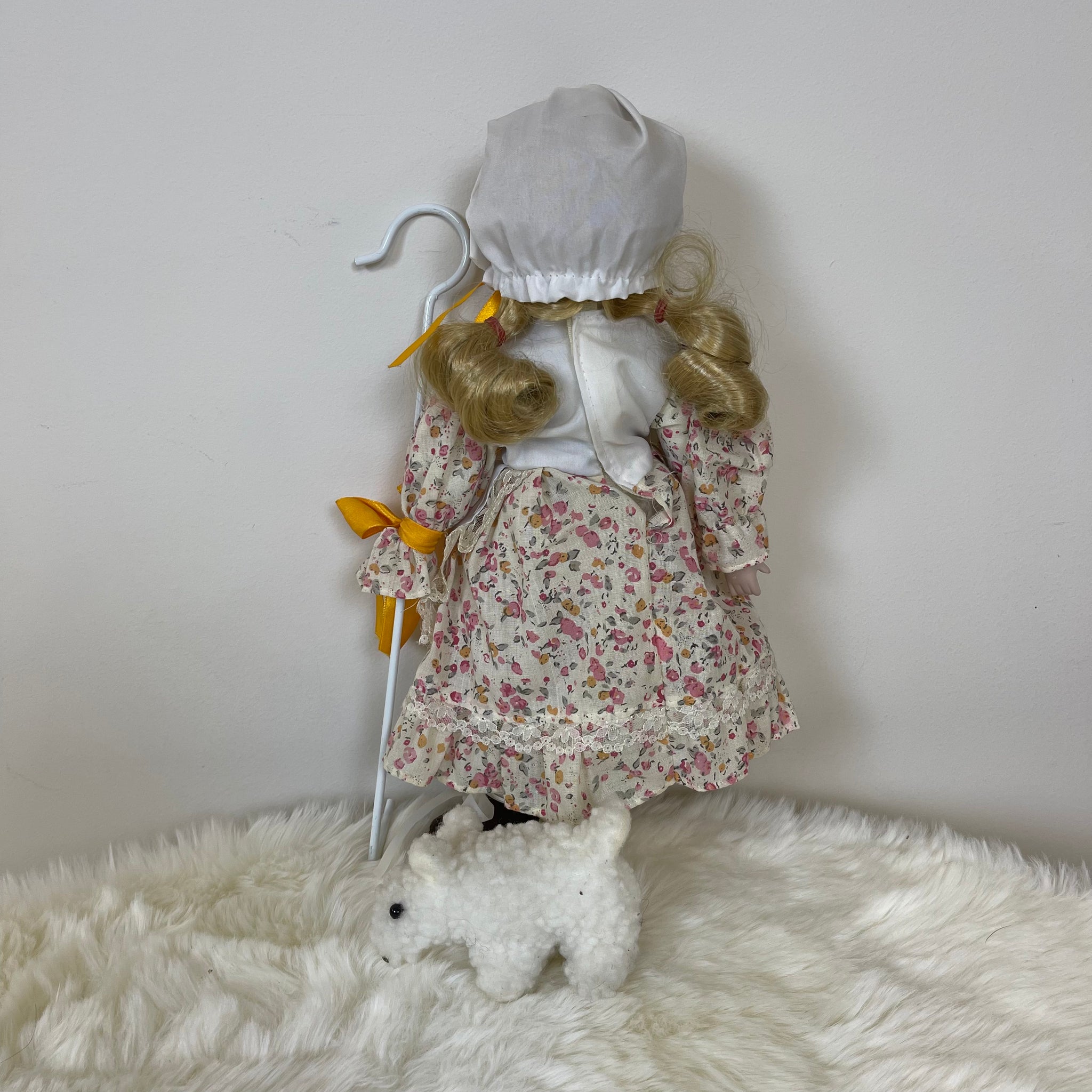 Vintage Mary Had A Little Lamb Musical Porcelain Doll