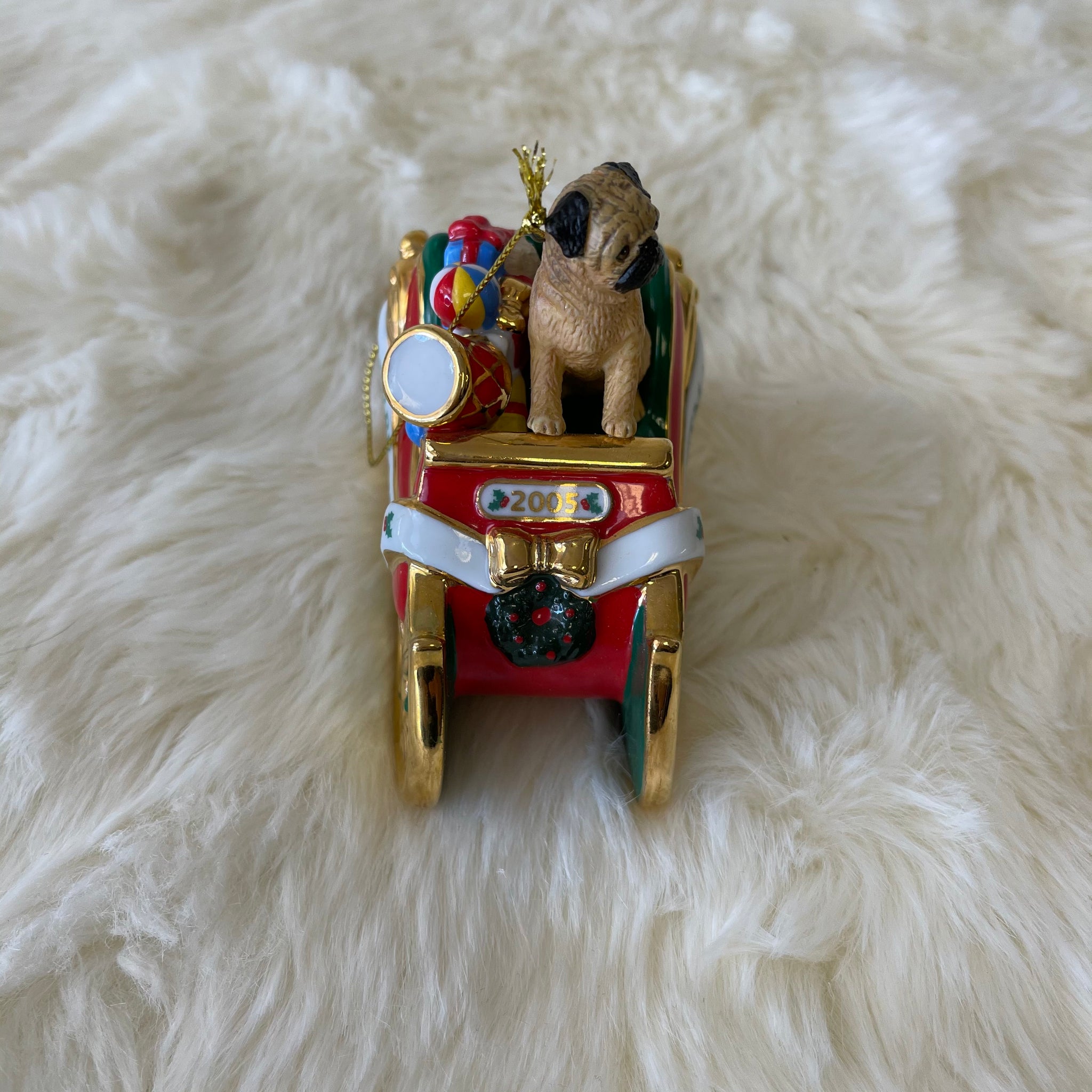 Danbury mint Vintage The Pug Christmas Express Tree Ornament 2005