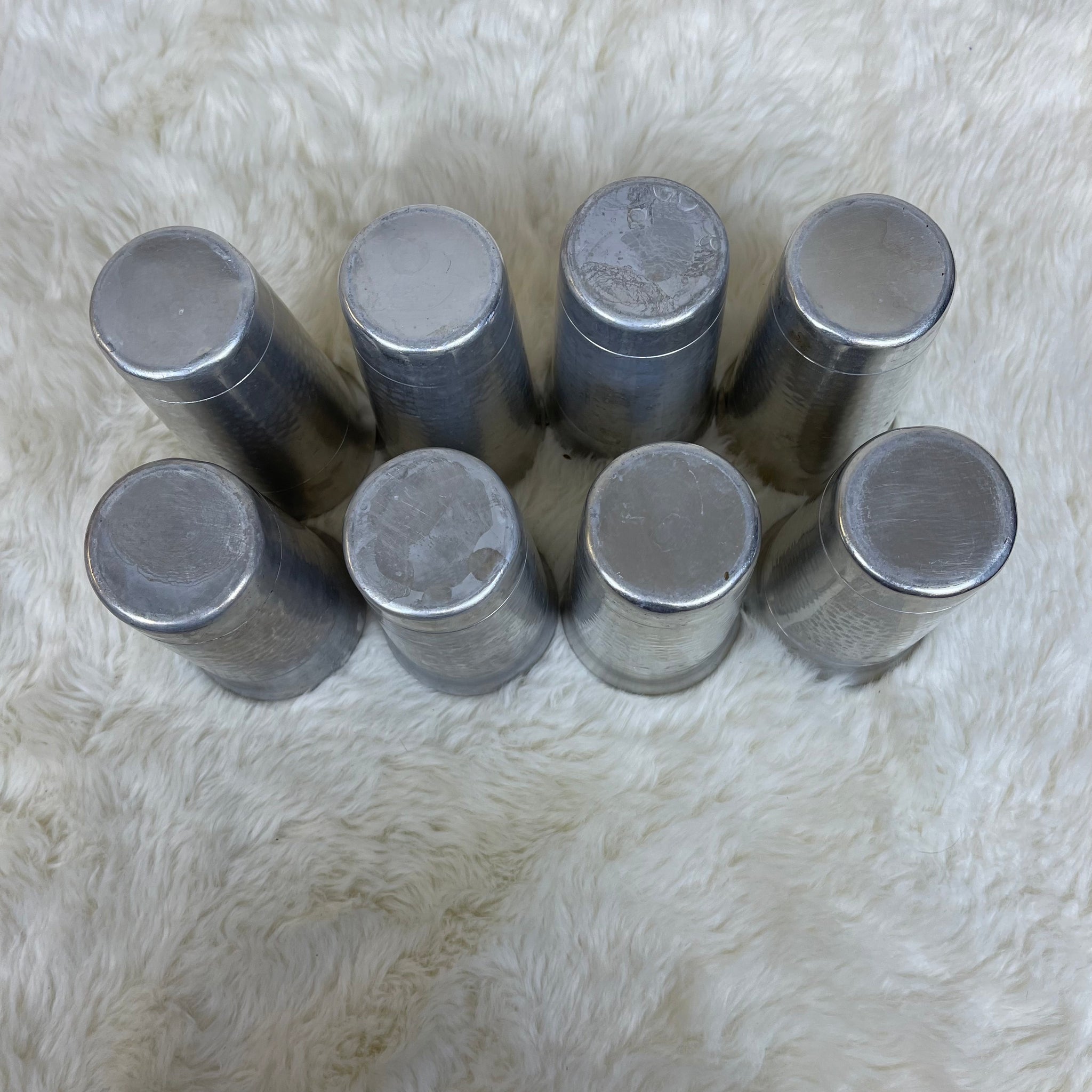 Set of 8 Vintage Hammered Aluminum Tumblers