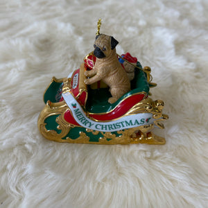 Danbury mint Vintage The Pug Christmas Express Tree Ornament 2005