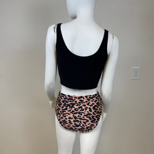 2 Piece Bathing Suit with Leopard Print Bottoms
