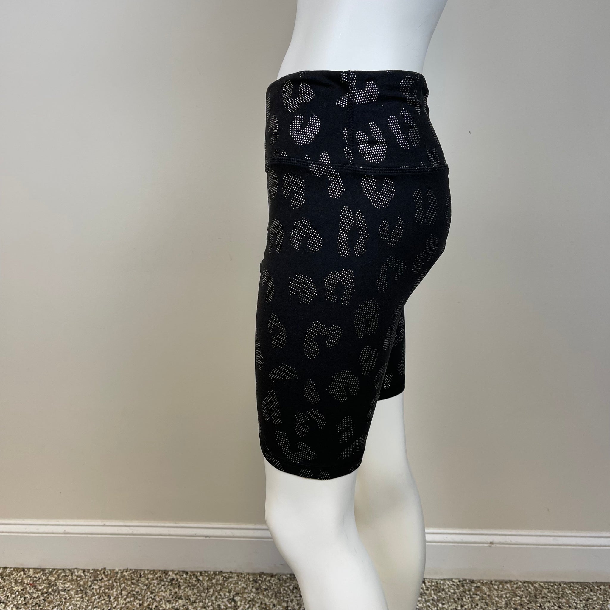 Black & Silver Animal Print Biker Shorts