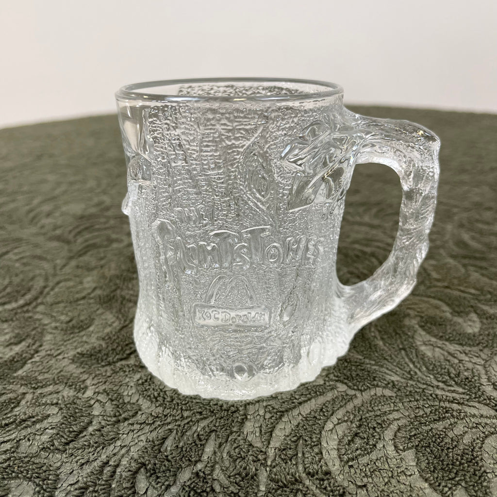 Vintage The Flintstones “Treemendous Mug” McDonalds 1995 Embossed Glass Mug