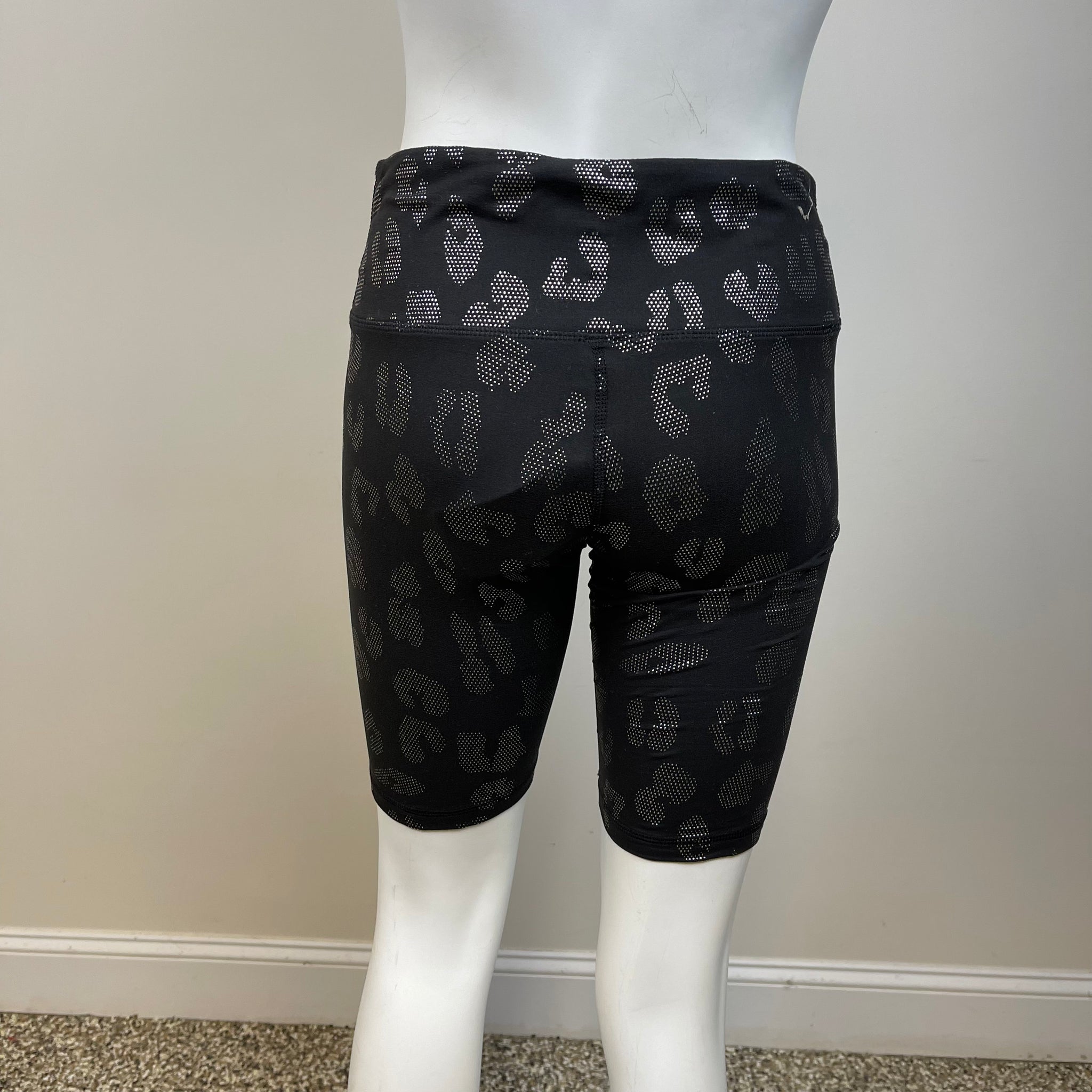 Black & Silver Animal Print Biker Shorts