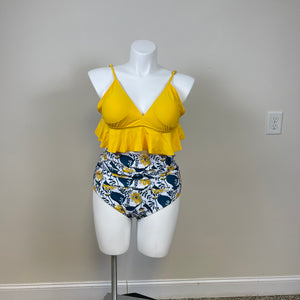 2 Piece Bathing Suit with High Waisted Bottoms