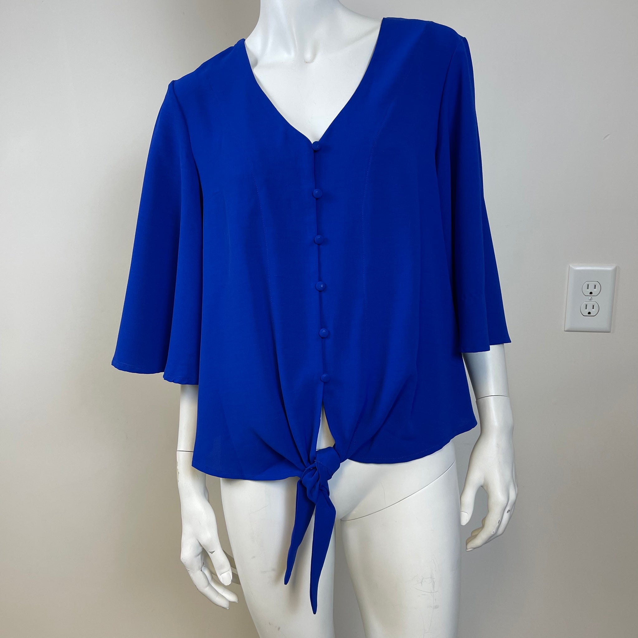 Blouse with Flared Short Sleeves