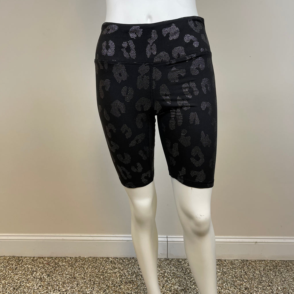 Black & Silver Animal Print Biker Shorts