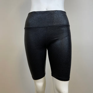 Black Snakeskin Chintz Biker Shorts