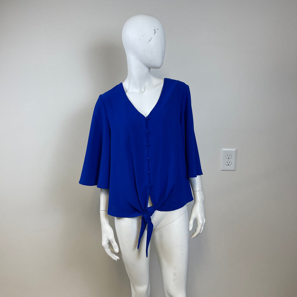 Blouse with Flared Short Sleeves