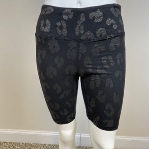 Black & Silver Animal Print Biker Shorts