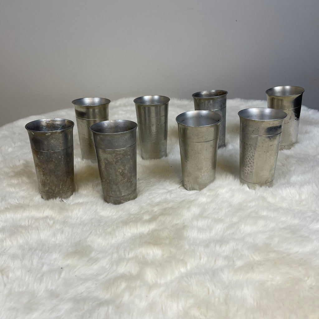 Set of 8 Vintage Hammered Aluminum Tumblers