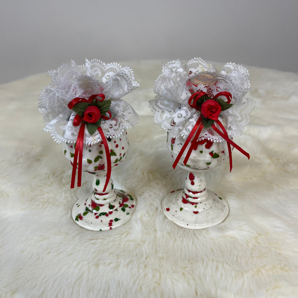 Vintage Handmade Christmas Candle Holders