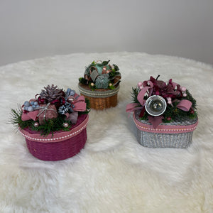 Lot of 3 Vintage Handmade Christmas Baskets